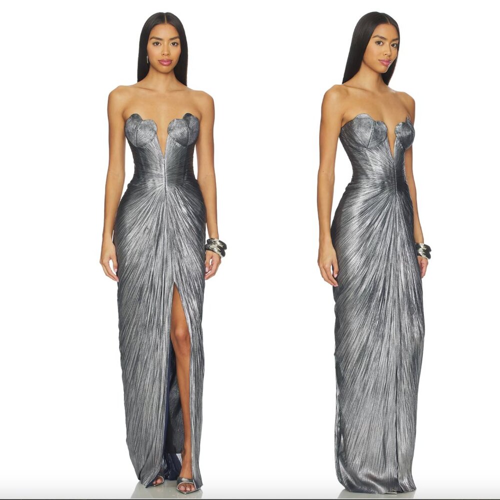 Maria Lucia Hohan x REVOLVE Reina Maxi Dress in Nightfall Silver Strapless Gown - Picture 3 of 16